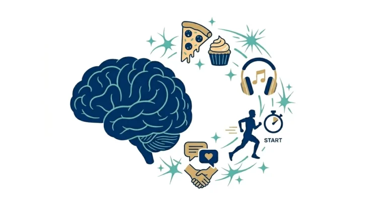 Mozek s vyobrazením různých zdrojů dopaminu.